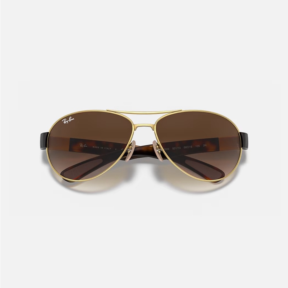 Ray Ban RB 3509 001/13 Sunglasses Arista Gold Aviator Made in Italy 135